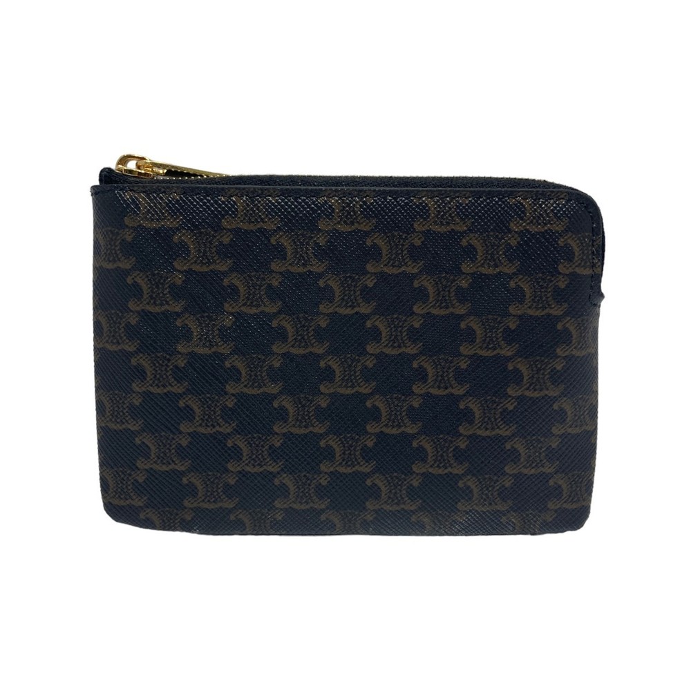 Celine Triomphe Pattern Coin Case Key Ring Brown - image 1